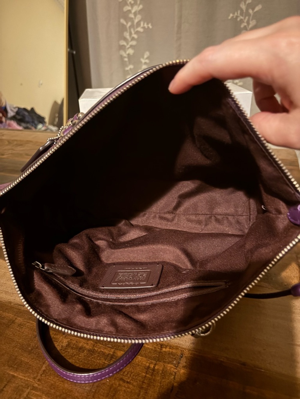 Coach Prairie Purple Pebble Leather Satchel with Crossbody Strap - Picture 4 of 4